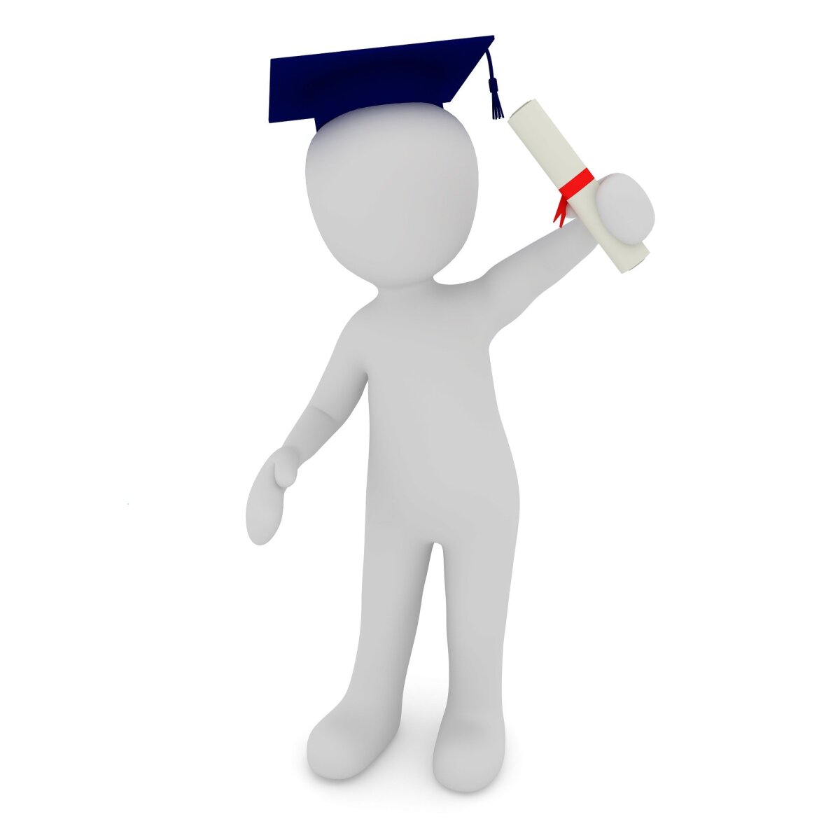 white generic little human with diploma and doctoral hat