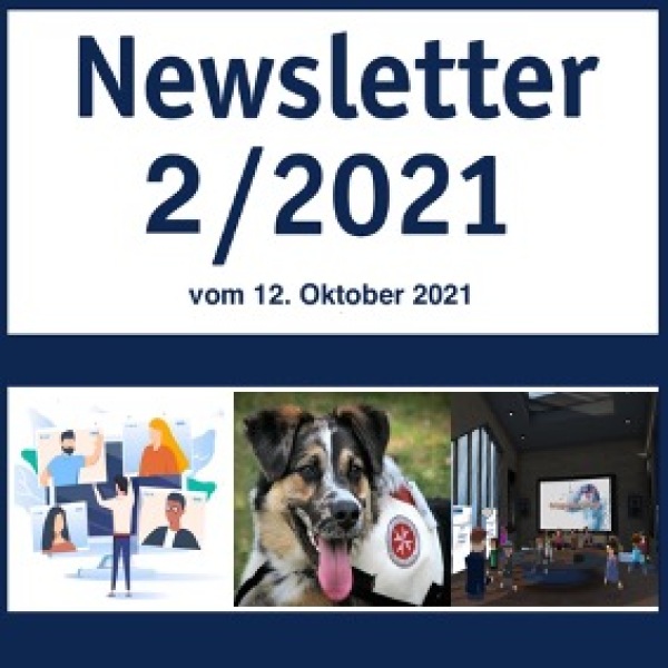 Collage von Bilder des aktuellen Newsletters, darüber die Schrift: Newsletter 2/2021 vom 12. Oktober 2021