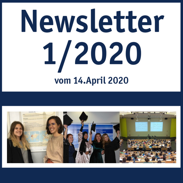 Collage von Bilder des aktuellen Newsletters, darüber die Schrift: Newsletter 1/2020 vom 14. April 2020
