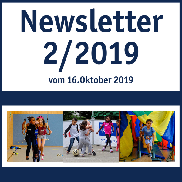 Collage von Bilder des aktuellen Newsletters, darüber die Schrift: Newsletter 2/2019 vom 16. Oktober 2019