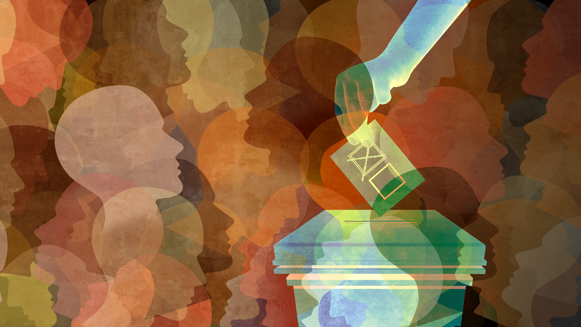 Illustration der Abgabe des Stimmzettels 