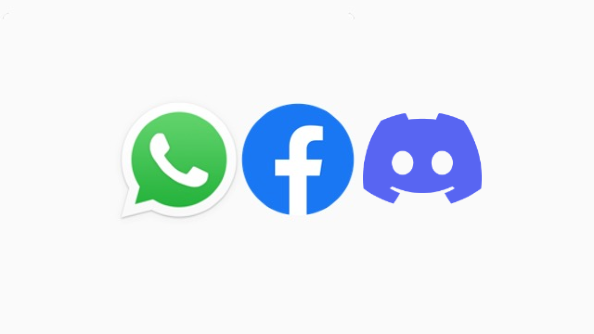 Logos von Facebook, Whatsapp und Discord