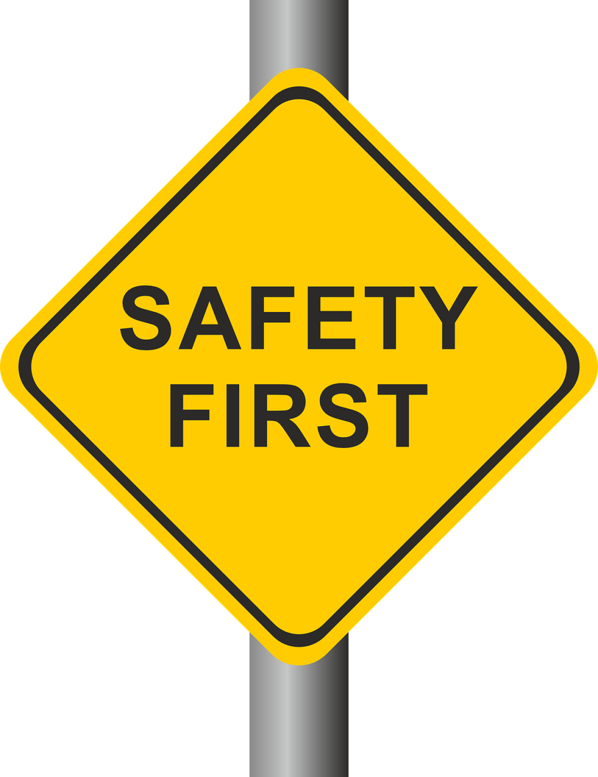 Ein Schild mit der Aufschrift "Safety first"