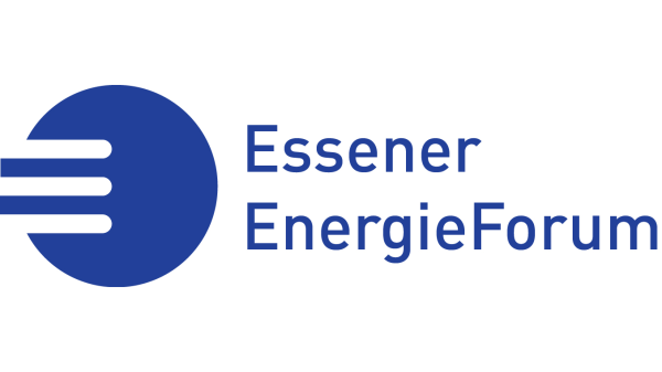 Das blaue und runde Logo des Essener EnergieClub e.V., mit der Beschriftung: Essener EnergieForum