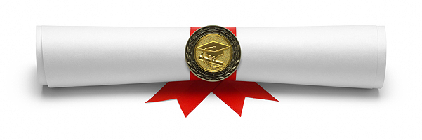 Schriftrolle die ein Diplom veranschaulichen soll