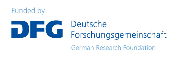 Internationales Logo der Deutschen Forschungsgemeinschaft mit englischem Schriftzug "funded by".