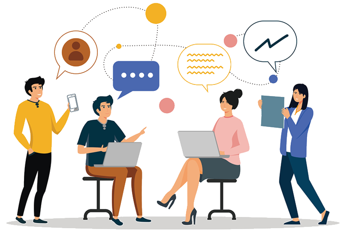 Junge Menschen tauschen sich aus und lernen