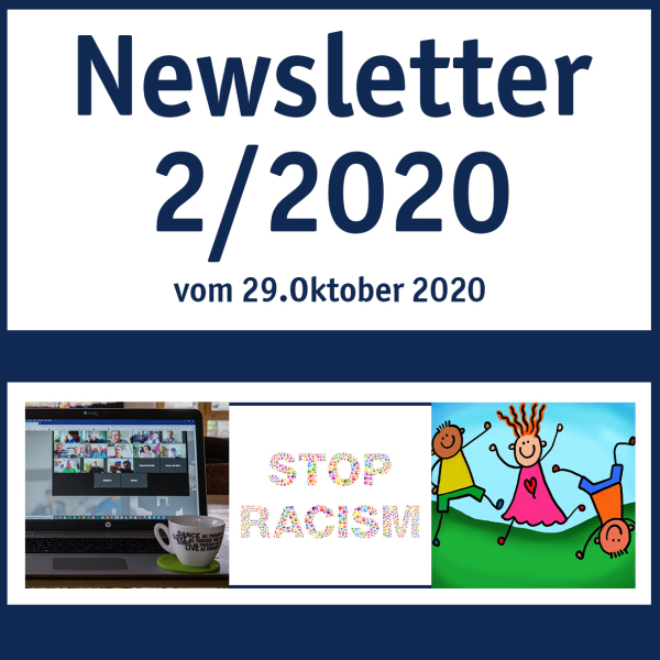 Collage von Bilder des aktuellen Newsletters, darüber die Schrift: Newsletter 2/2020 vom 29. Oktober 2020