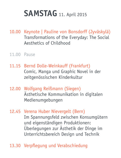 Tagungsprogramm am Samstag den 11. April 2015