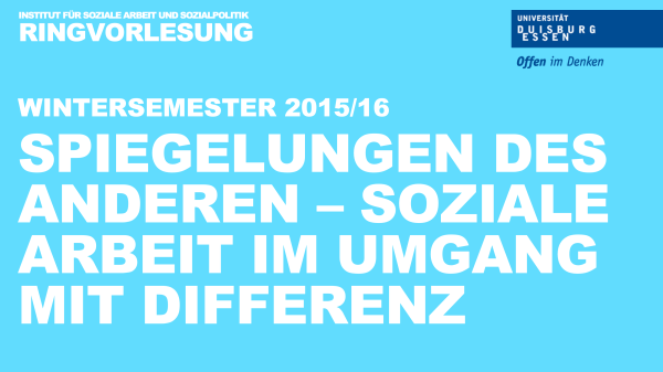 Logo der Ringvorlesung 15/16: Spiegelungen des anderen - Soziale Arbeit im Umgang mit Differenz