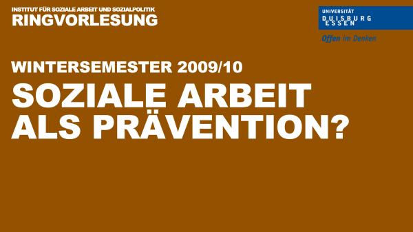Logo der Ringvorlesung 09/10: Soziale Arbeit als Prävention?