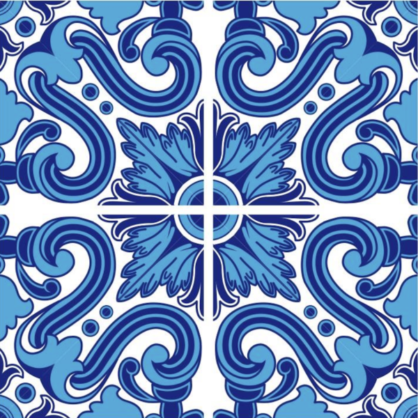 Picture of a blue and white Portuguese tile motif