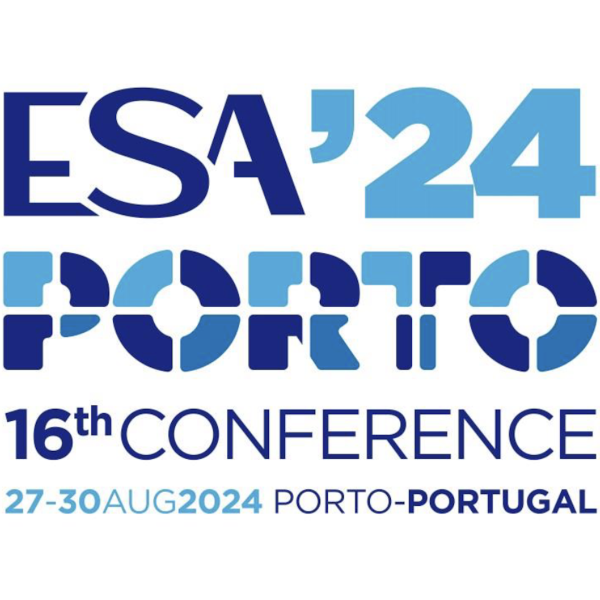 Screenshot of a logo with the text: ESA '24 Porto / 16th conference /  27-30 Aug 2024 / Porto-Portugal