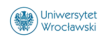 Logo for the Uniwesytet Wroclawski. A drawing of a blue eagle with two swords is inside a blue circle with a white background on the left. The name of the university is on the right.
