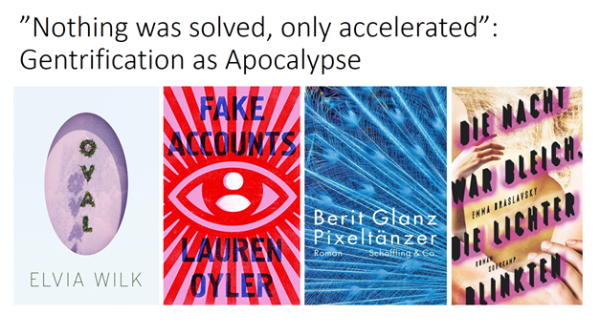 Four book covers that are discussed in the ongoing research project