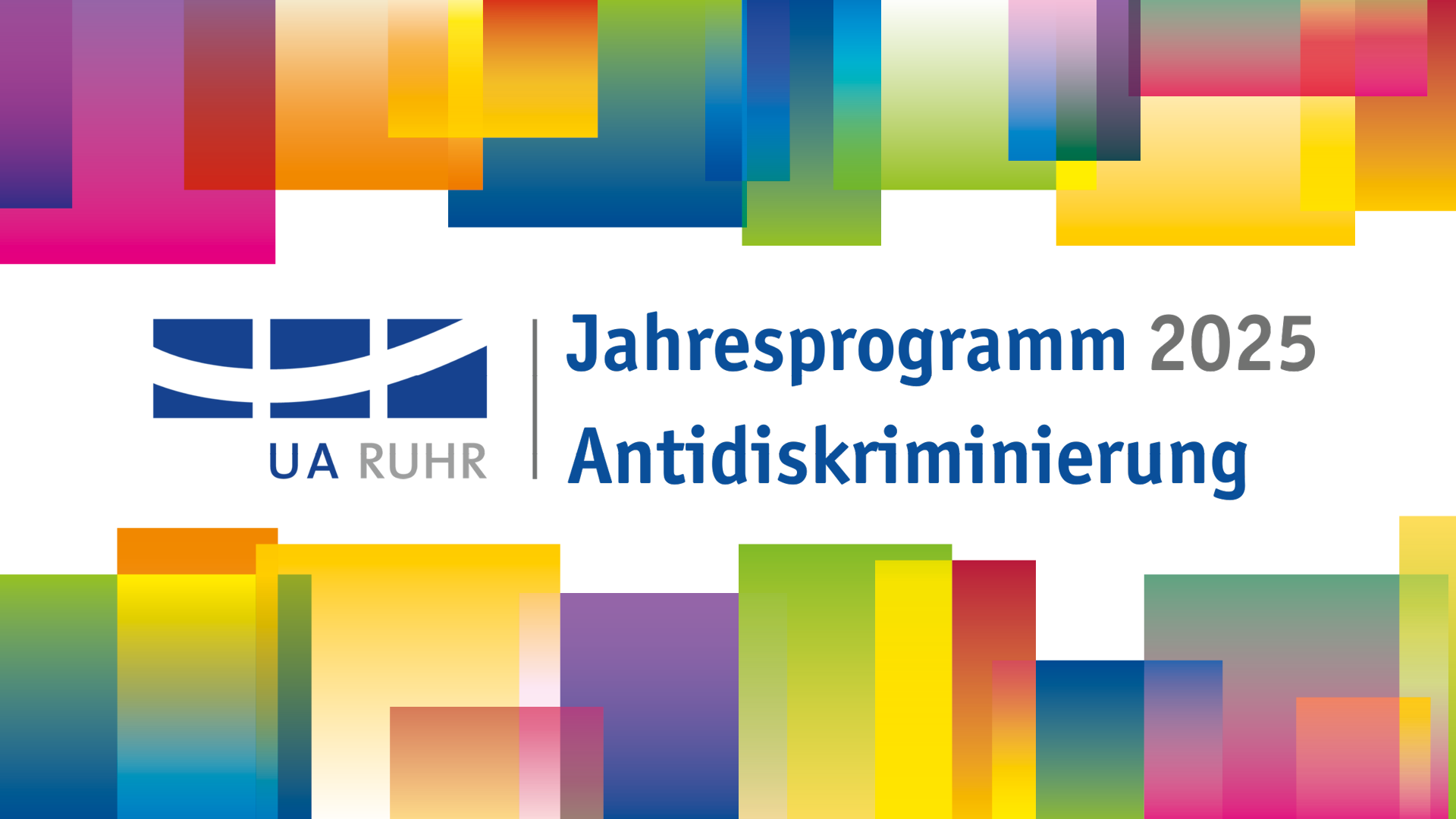 Der Banner mit dem Keyframe zum Jahresprogramm der UA Ruhr zum Thema Antidiskriminierung.