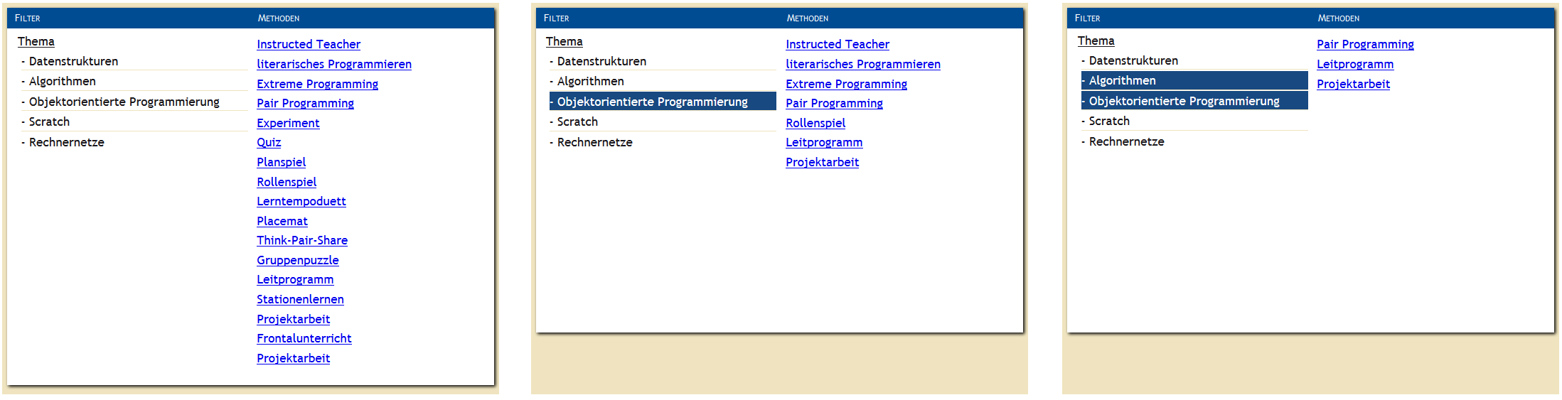 Abbildung 3: Verringerung der Listenkomplexität durch Auswahl geeigneter Filterkriterien