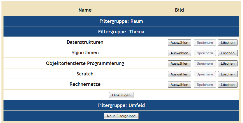 Abbildung 4: Filteradministration