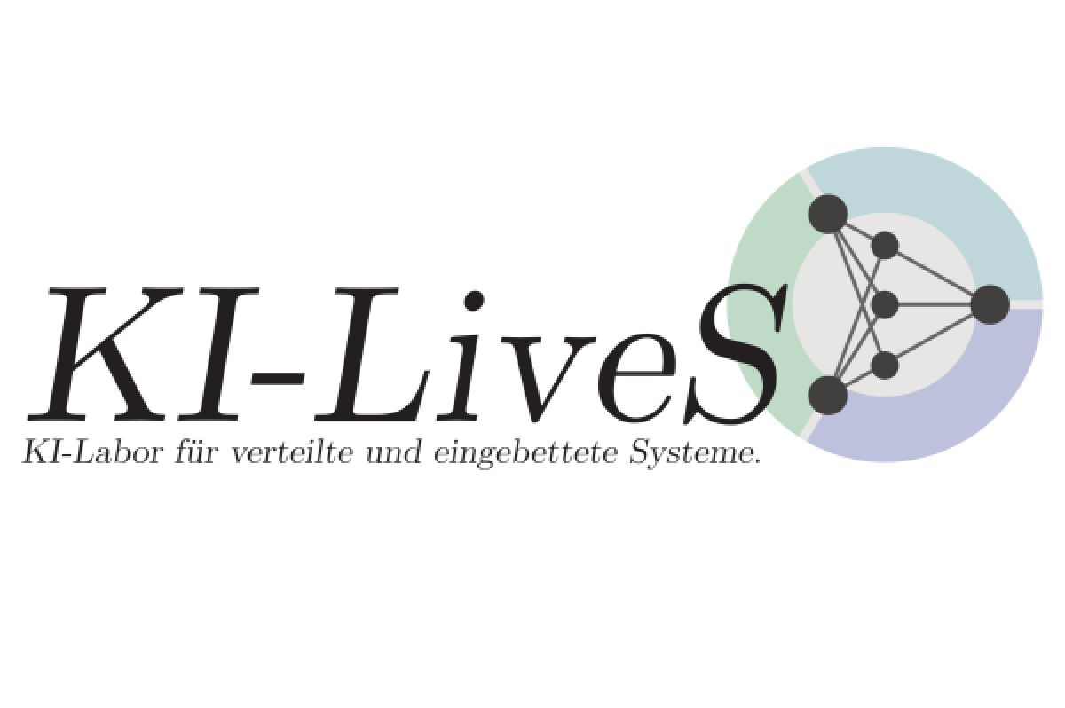 Schriftzug KI-LiveS mit abstraktem Logo