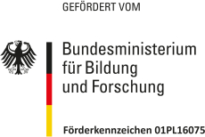Das Logo des Bundesministeriums für Bildung und Forschung inklusive Förderkennzeichen 01PL16075