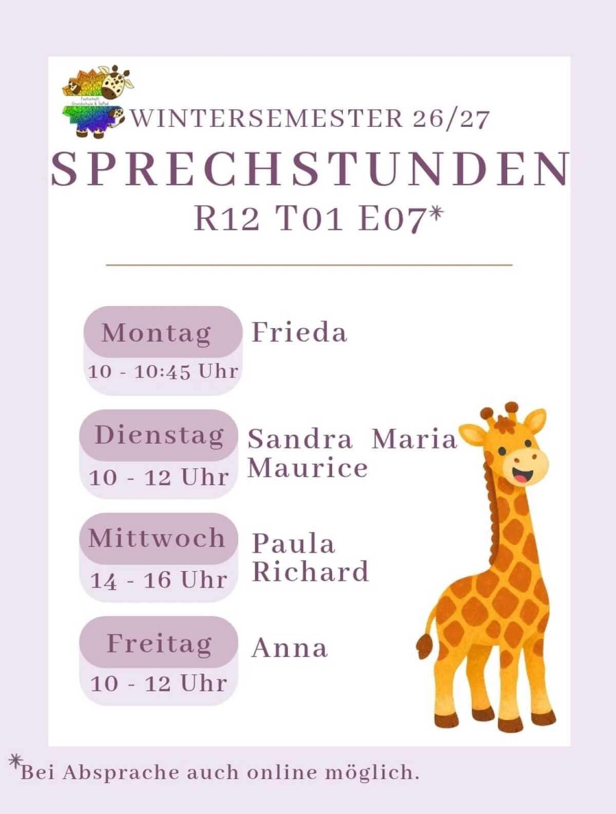 Sprechstunden der Fachschaft.