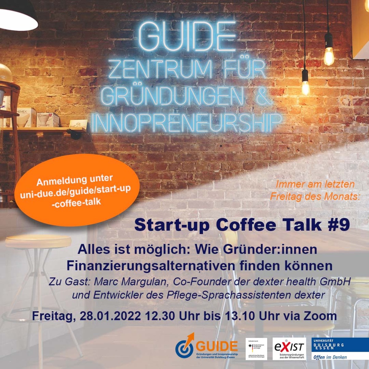 Start-up Coffee Talk am 28.01.22 zum Thema Finanzierungsalternativen