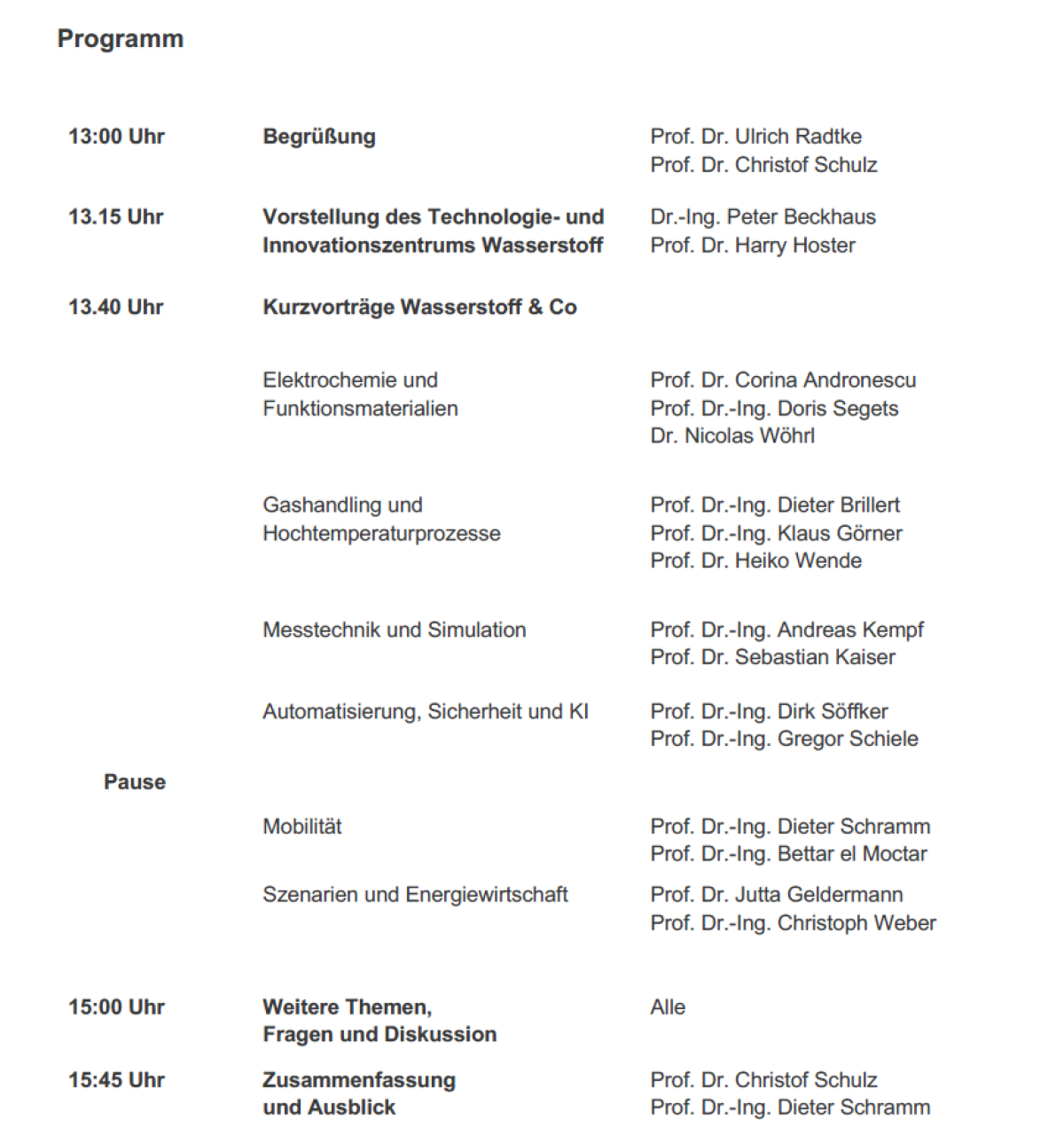 The program of the event on the Hydrogen Technology and Innovation Center