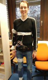 student with the prototype of the sensor environment