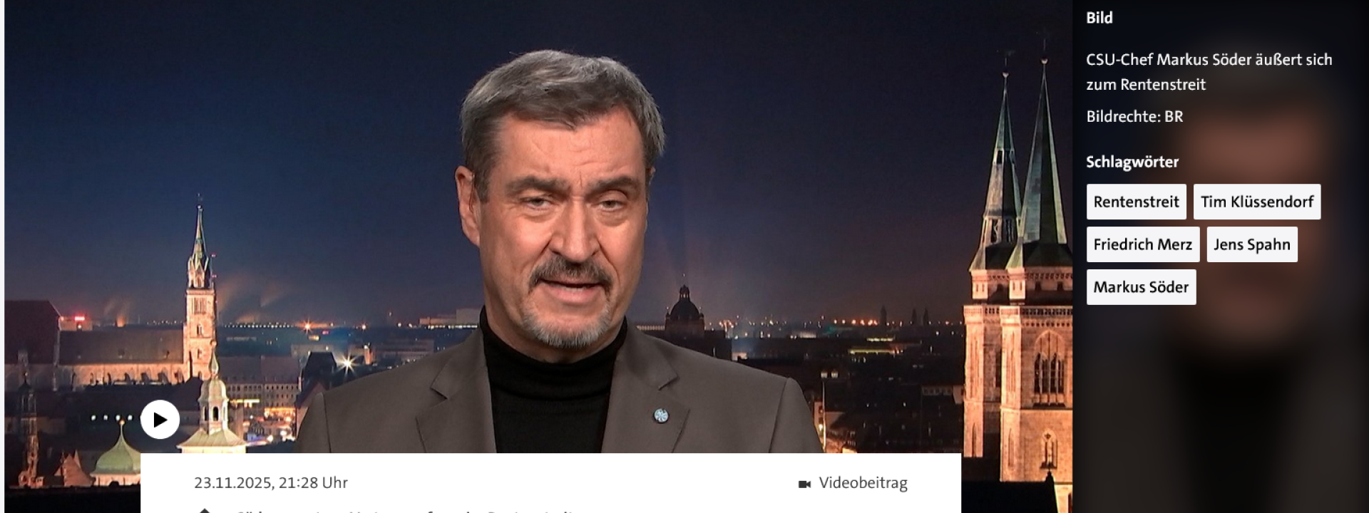 CSU-Chef Söder lehnt Vertrausensfrage an Kanzler Merz im öffentlich-rechtlichen Fernsehen ab