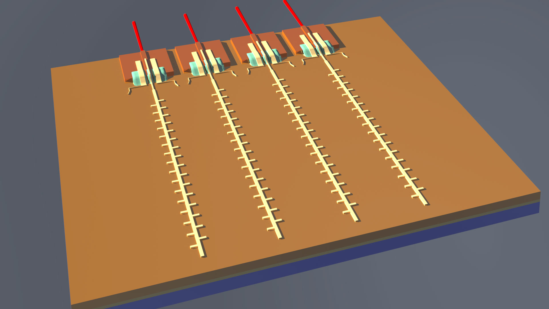 Grafische Darstellung eines optisch integrierten Chips.