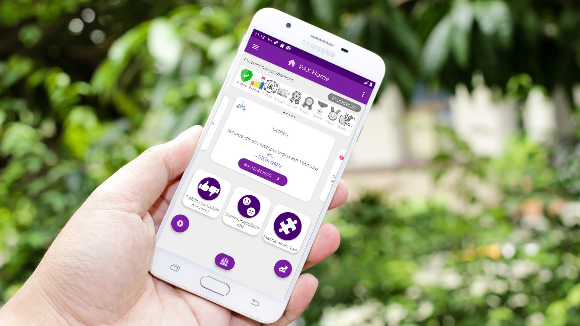 Ansicht der App auf Handy