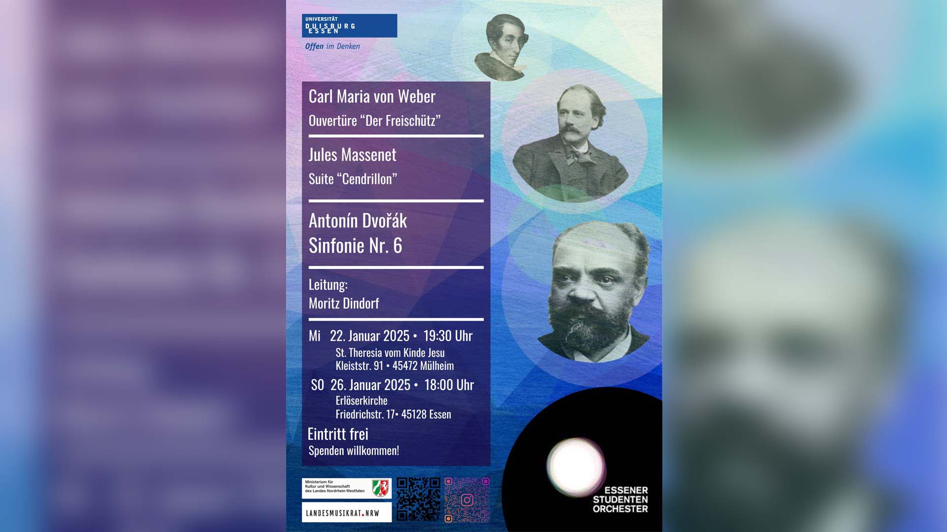 Plakat mit Text: Carl Maria von Weber, Overtüre 