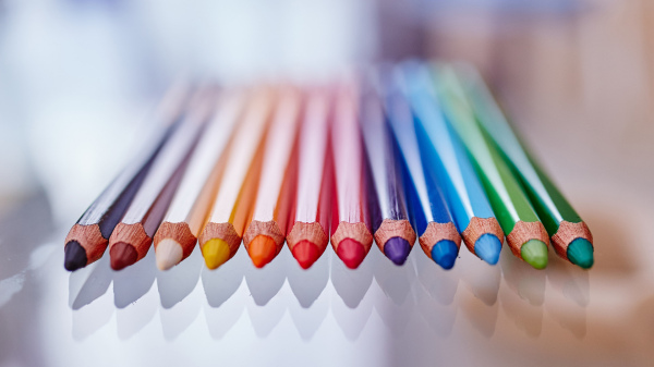 Colored pencils as a symbol for the work group