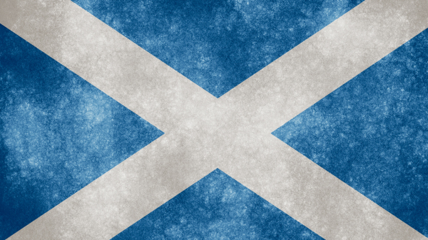 The picture shows a withered Scottish flag