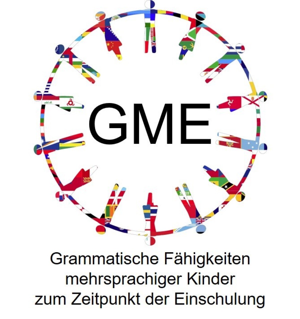 Logo des Forschungsprojekts "Grammatische Fähigkeiten mehrsprachiger Kinder zum Zeitpunkt der Einschulung", abgekürzt G M E.