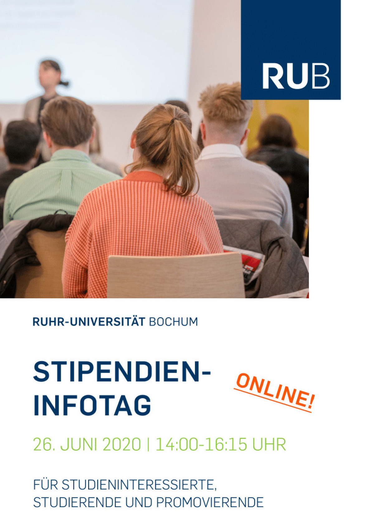 Der Flyer für eine Stipendiumsveranstaltung an der Ruhruni Bochum
