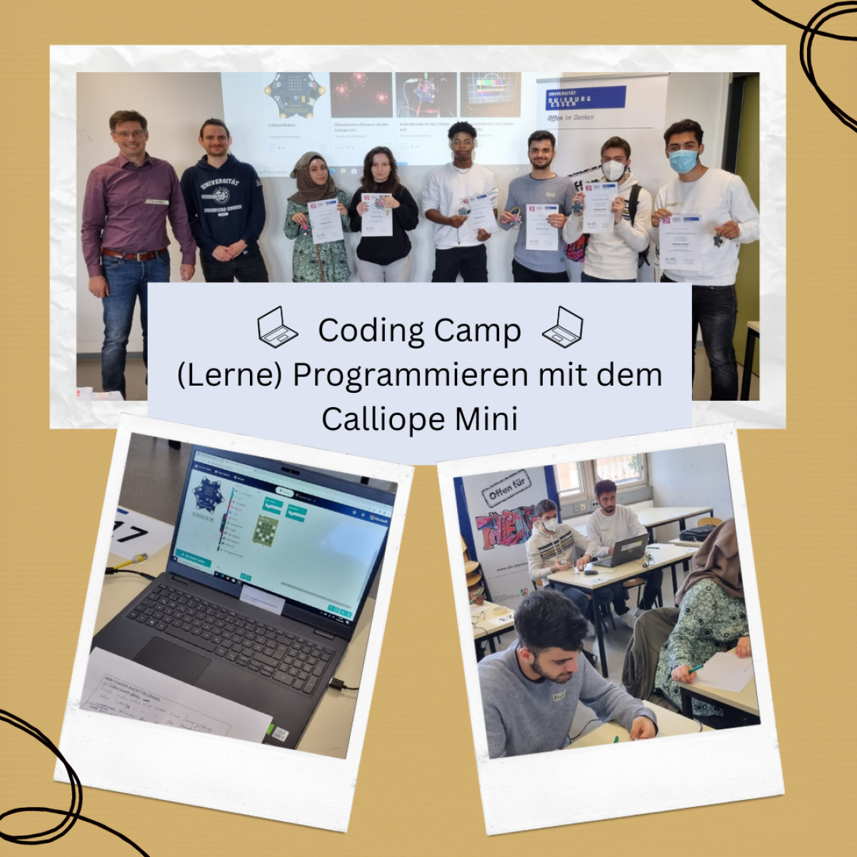 Die Teilnehmer*innen des Coding Camps zeigen ihr Zertifikat.