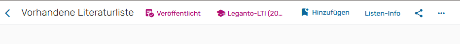 Screenshot: Leganto, Literaturliste verwalten, Bild 3, Listen-Info