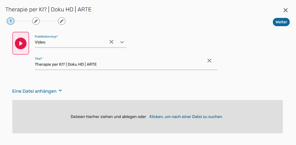 Screenshot: Leganto, Einträge erstellen, manueller Eintrag