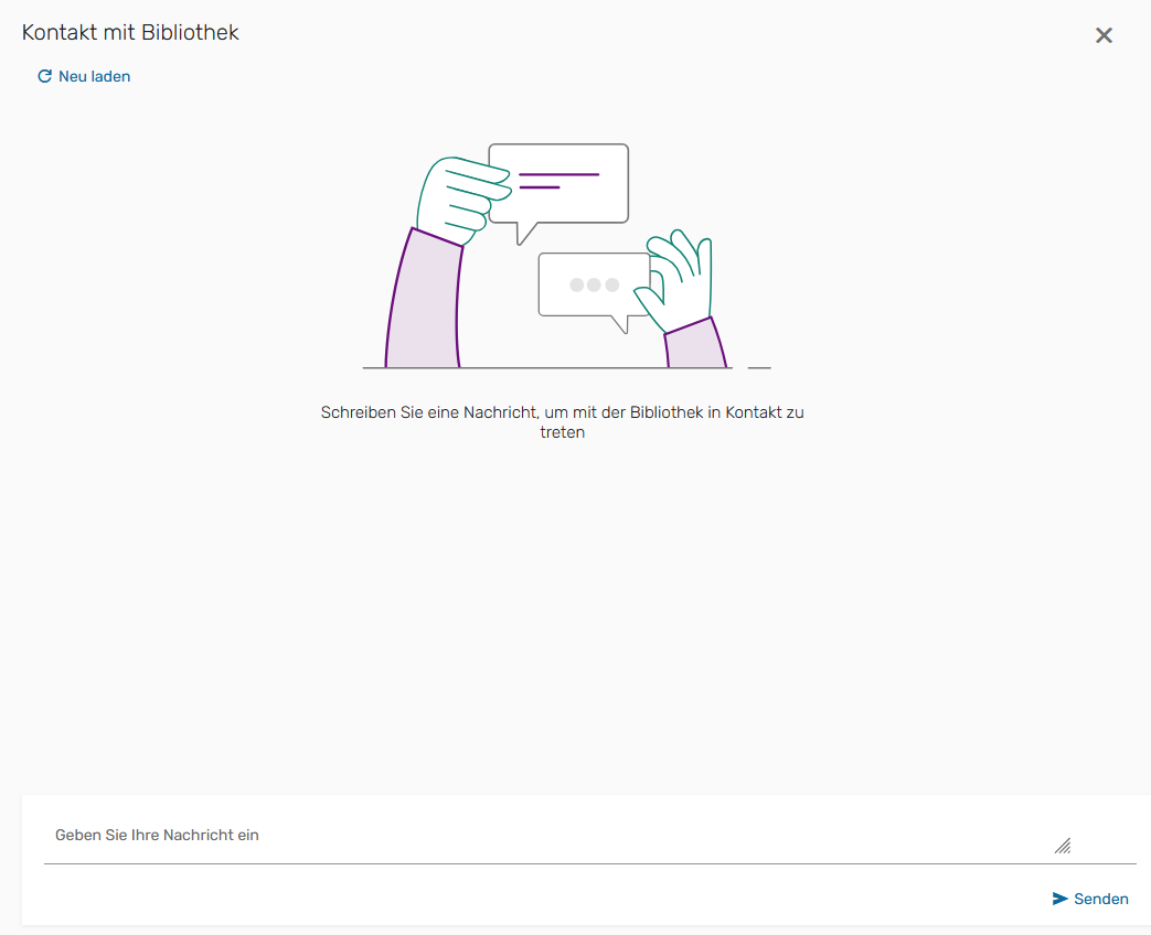 Leganto: Bibliotheksdienste, Kontakt zur Bibliothek, Allgemeine Anfrage