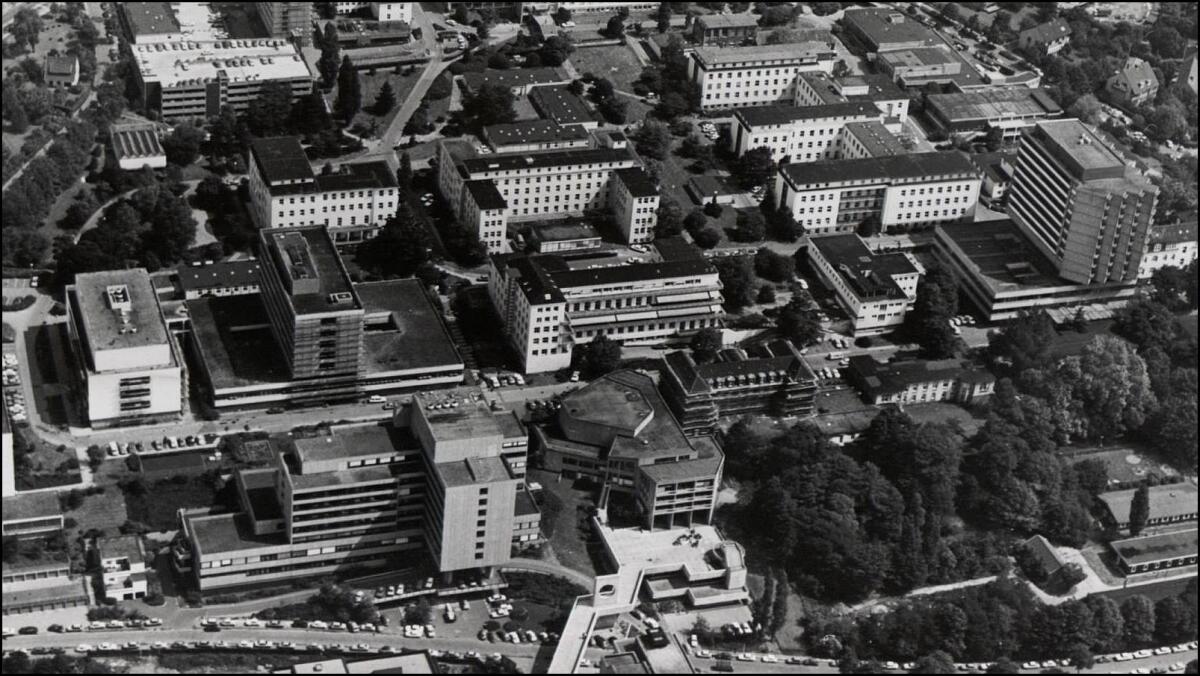 L uftaufnahme des Essener Klinikgeländes (1980)