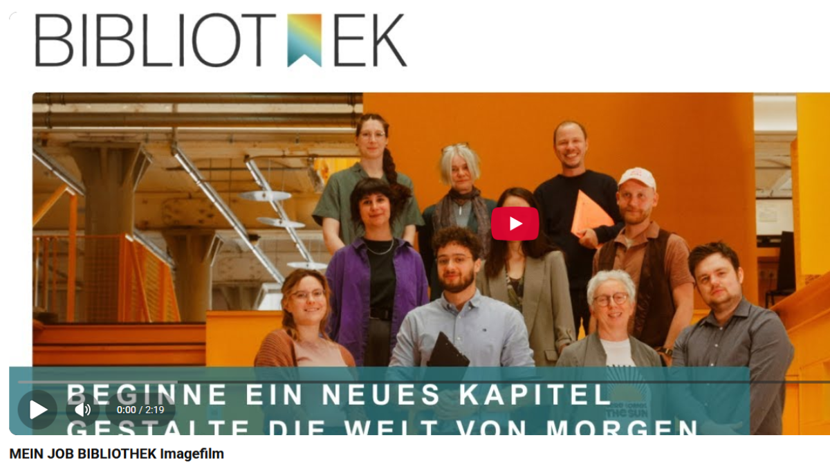 Screenshot (Bild) zum Imagefilm 'Mein Job Bibliothek'