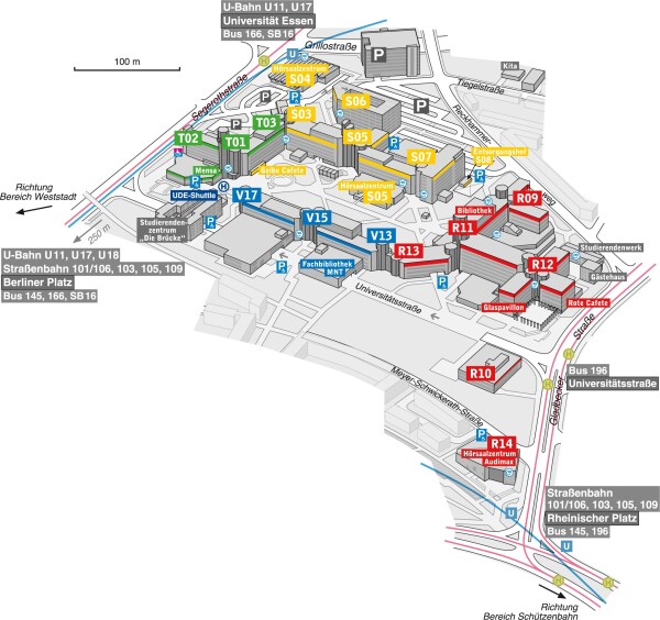 Bilddatei: Lageplan der Universität Duisburg-Essen, Campus Essen