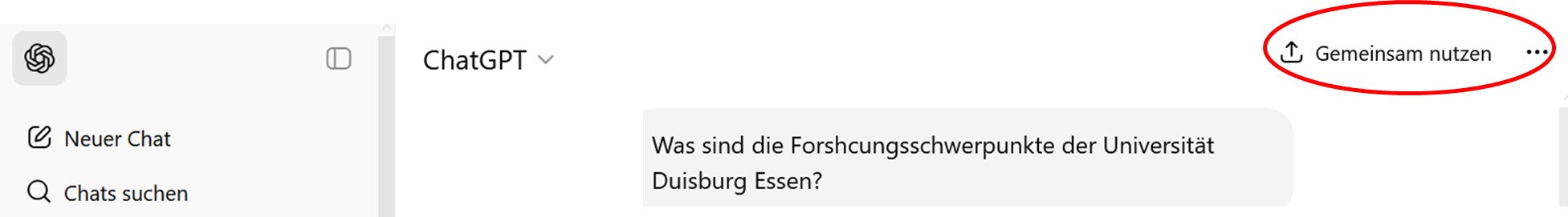 Screenshot: Zitierleitfaden KI, Bild 1, Link zum Chatverlauf bei ChatGPT