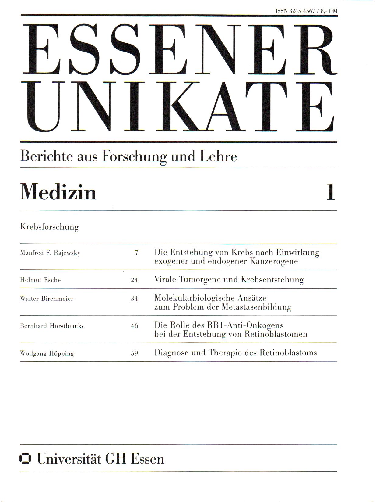 Deckblatt von UNIKATE Heft 1