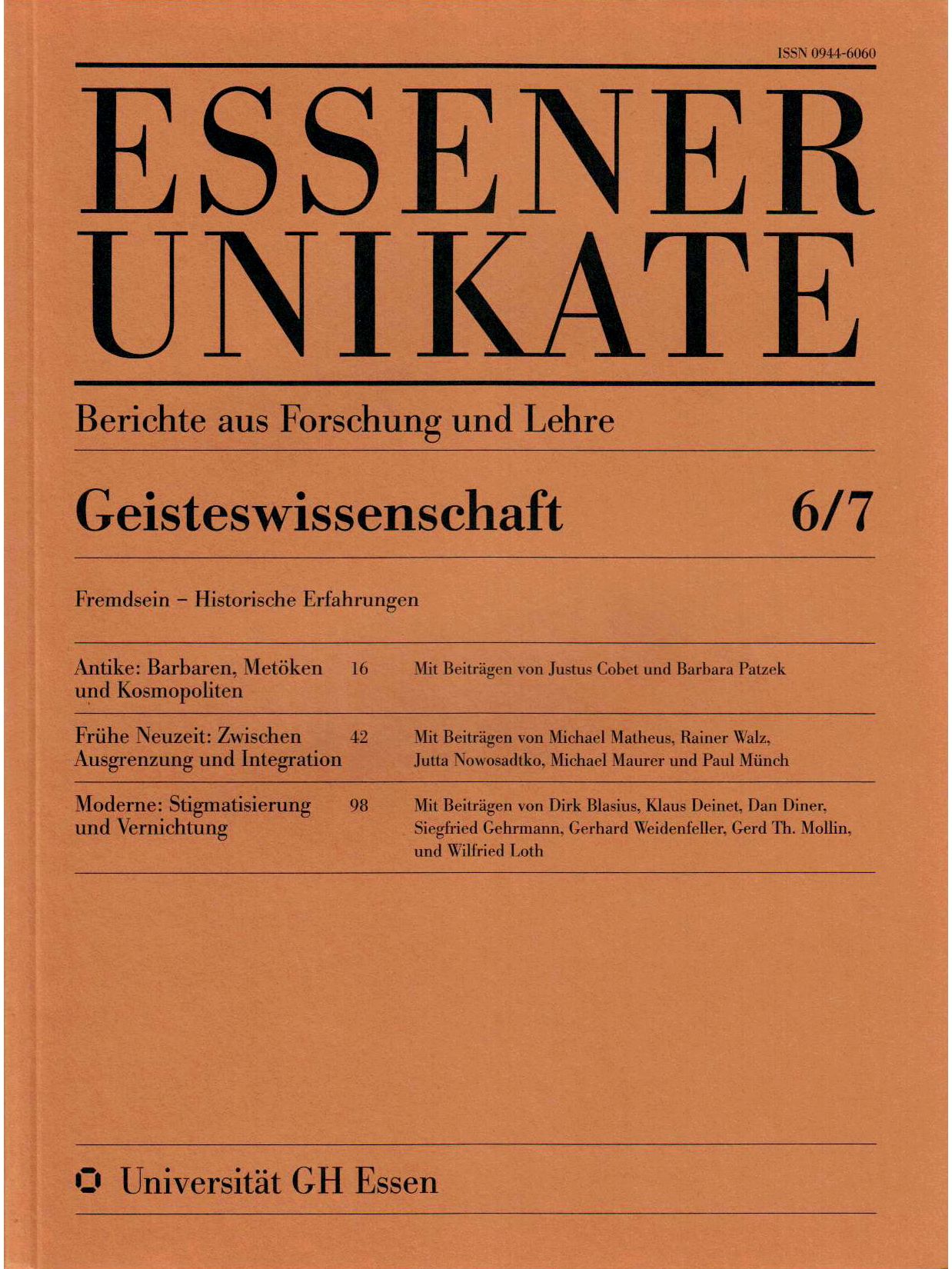 Deckblatt von UNIKATE Heft 6/7