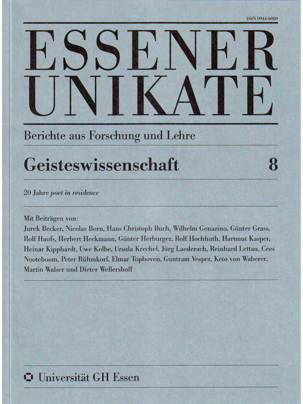 Deckblatt von UNIKATE Heft 8