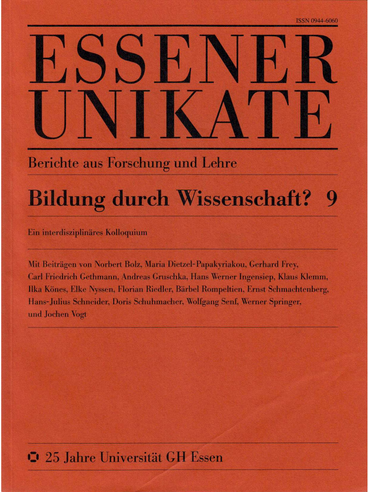 Deckblatt von UNIKATE Heft 9
