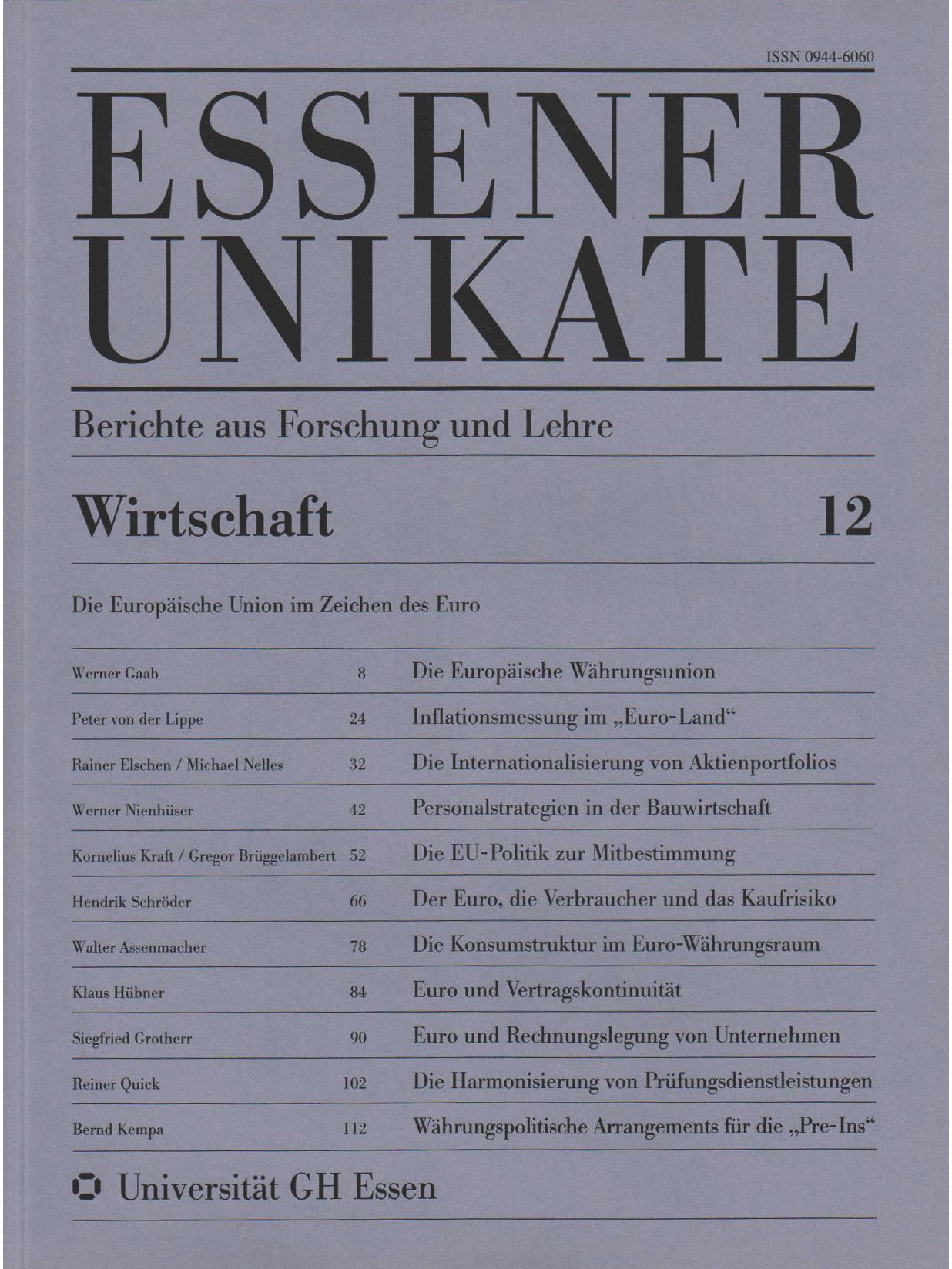 Deckblatt von UNIKATE Heft 12