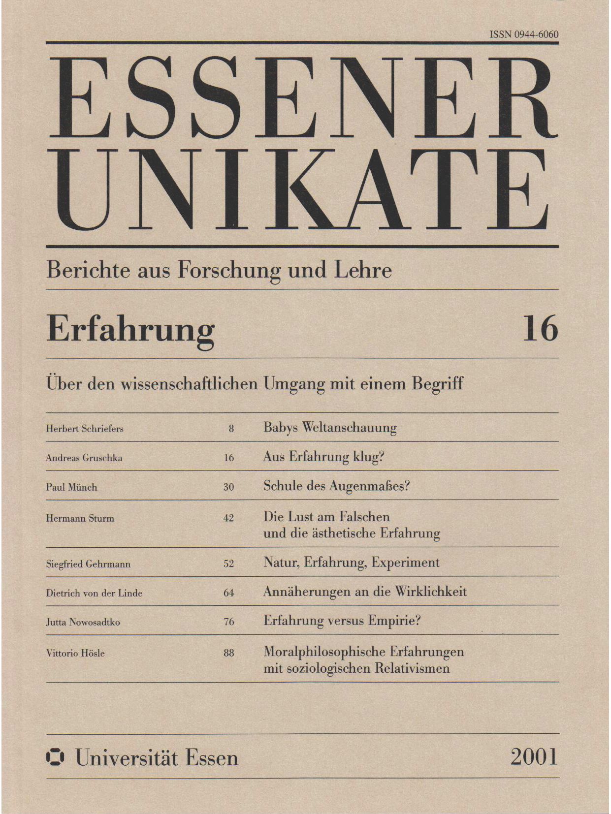 Deckblatt von UNIKATE Heft 16